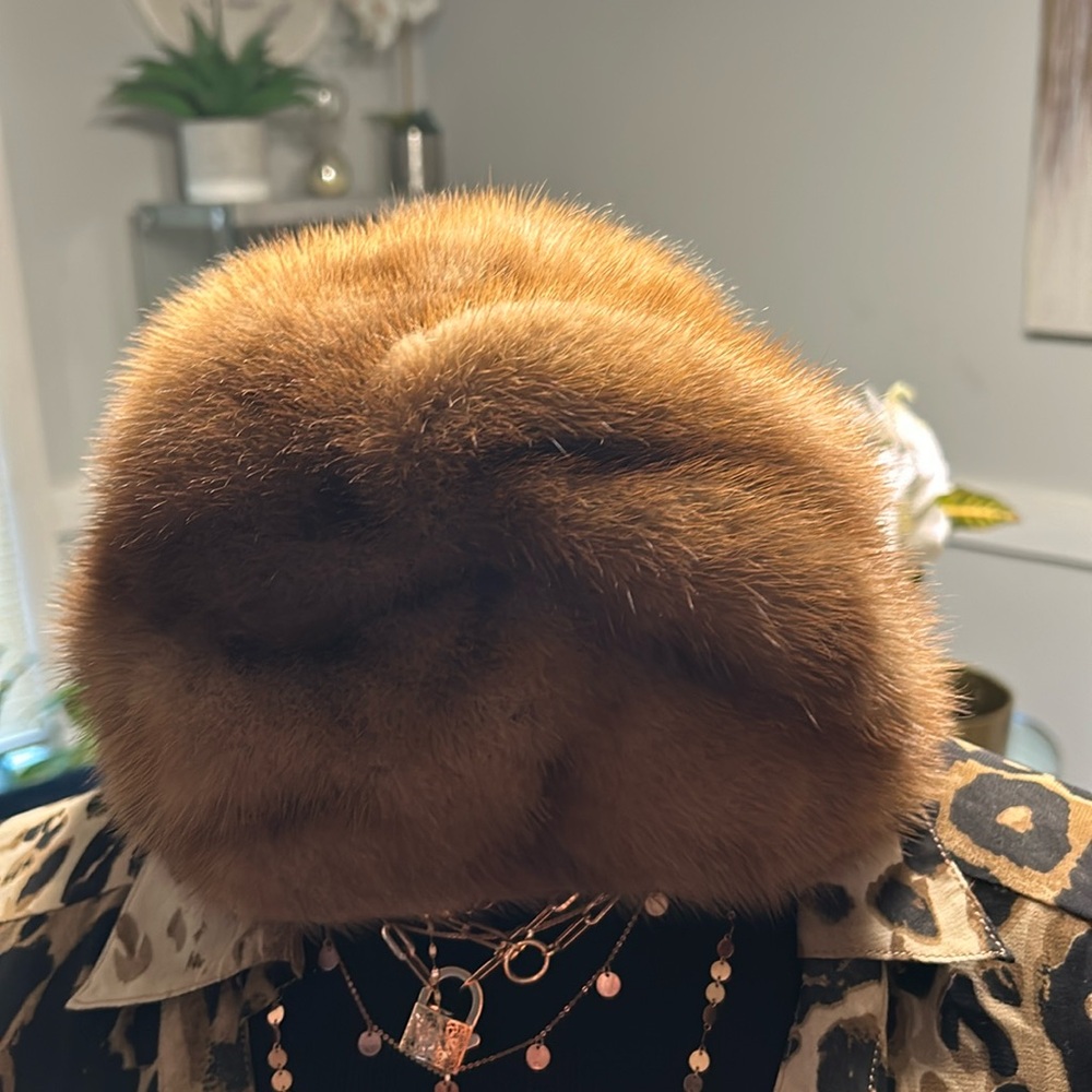 Brown mink hat